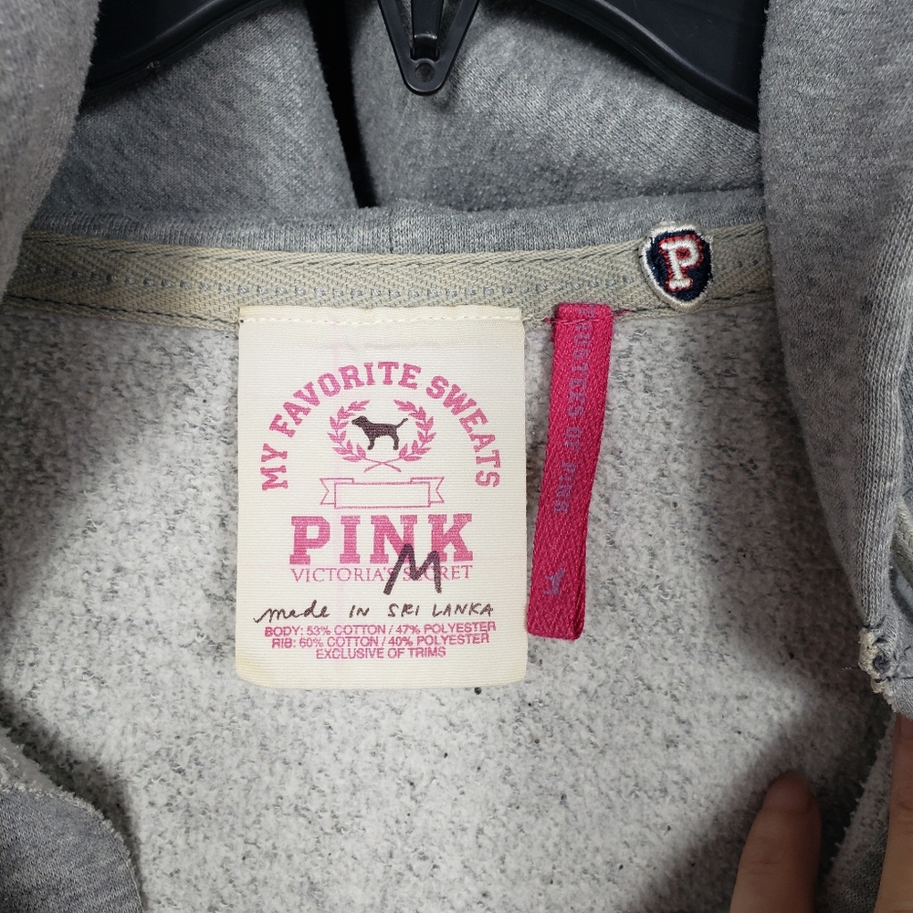 PINK Victoria Secret Gray Hoodie /Kangaroo Pockets Streetwear Grunge Vintage M - Picture 13 of 13